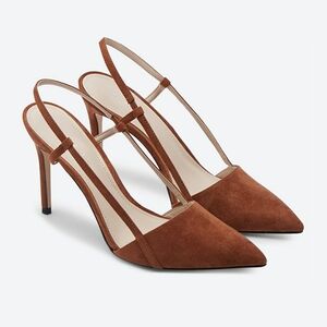 Charles and Keith pointed toe slingback heels caramel women's size 38